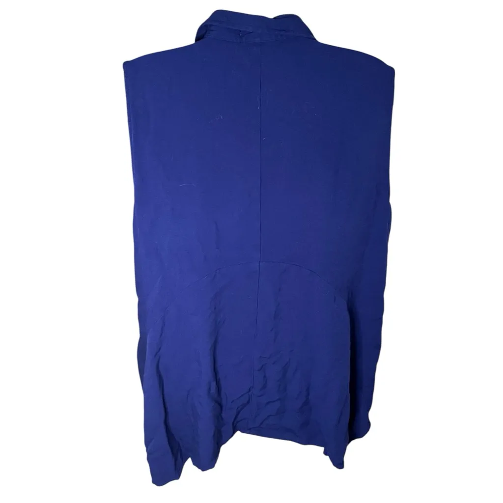 Fever Sleeveless Button Front High Low Hem Blouse Royal Blue XL - Image 2