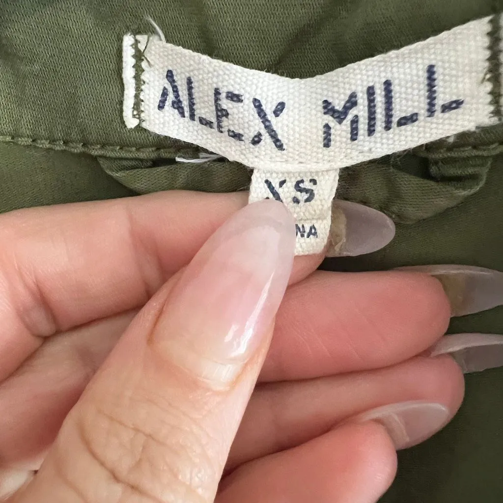 Alex Mill Army Green Cotton Poplin Utility Playsuit XS Belted Shorts Romper - Image 8