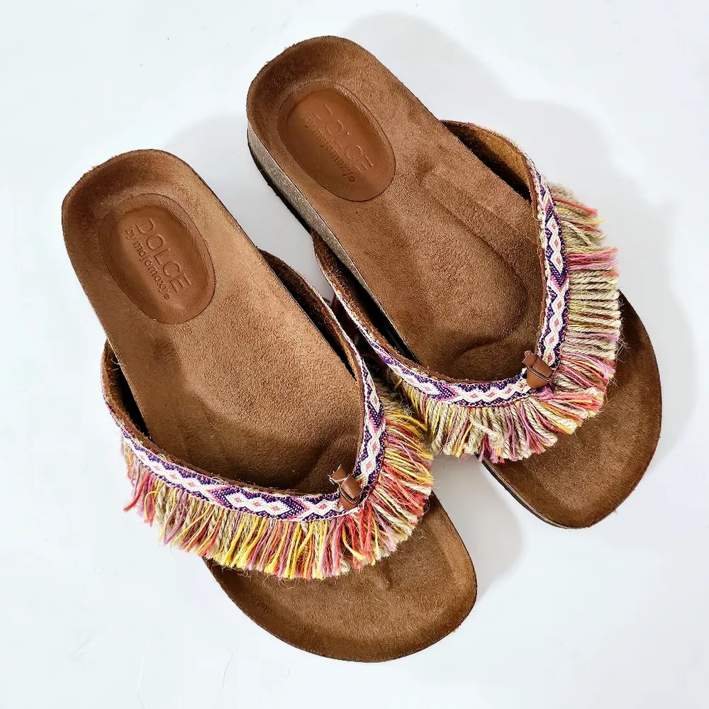 Dolce By Mojo Moxy Cappy Fringe Platform Thong Sandal Size 7½ Brown - Image 3