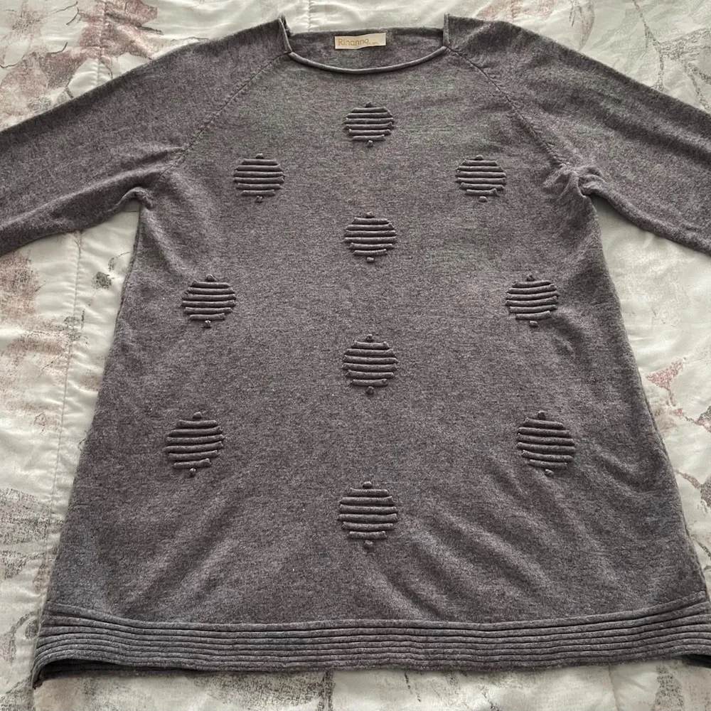 Rihanna cashmere blend purple cube detailing sweater size XXL luxury square neck - Image 15