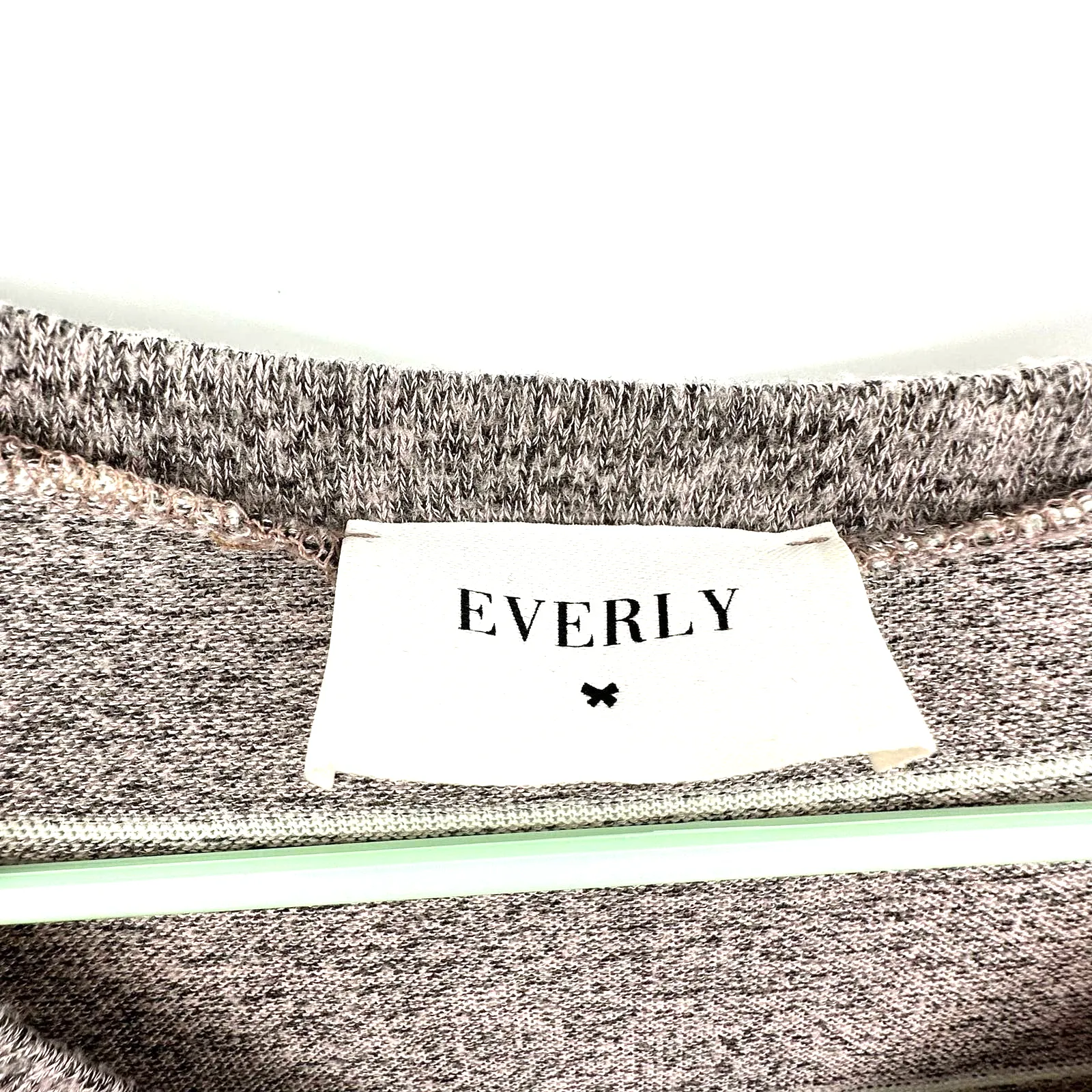 Everly size Medium striped sweater tunic long‎ sleeve white oatmeal/gray - Image 5