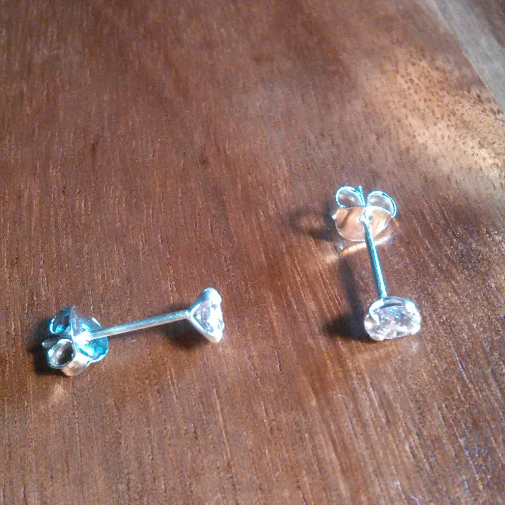 Simulated Pink Diamond Sterling Silver Stud Earrings - Image 5