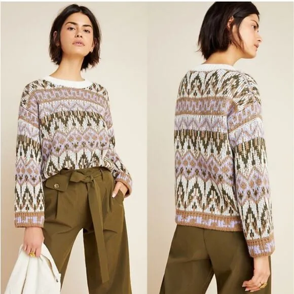 Anthropologie | Women's Chunky Wool Blend Multicolor Fabiana Sweater Sz XS - Image 2
