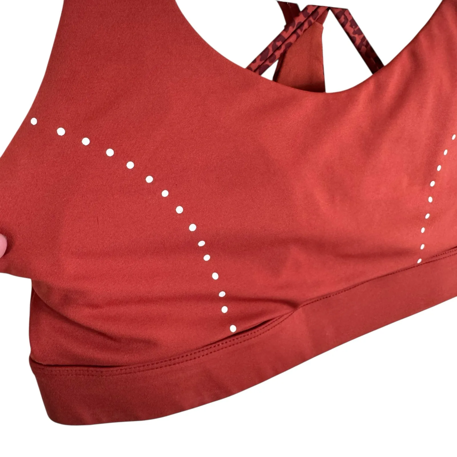 Zyia Burnt Orange Leopard Light N Tight Strappy Racerback Sports Bra Size Small - Image 3