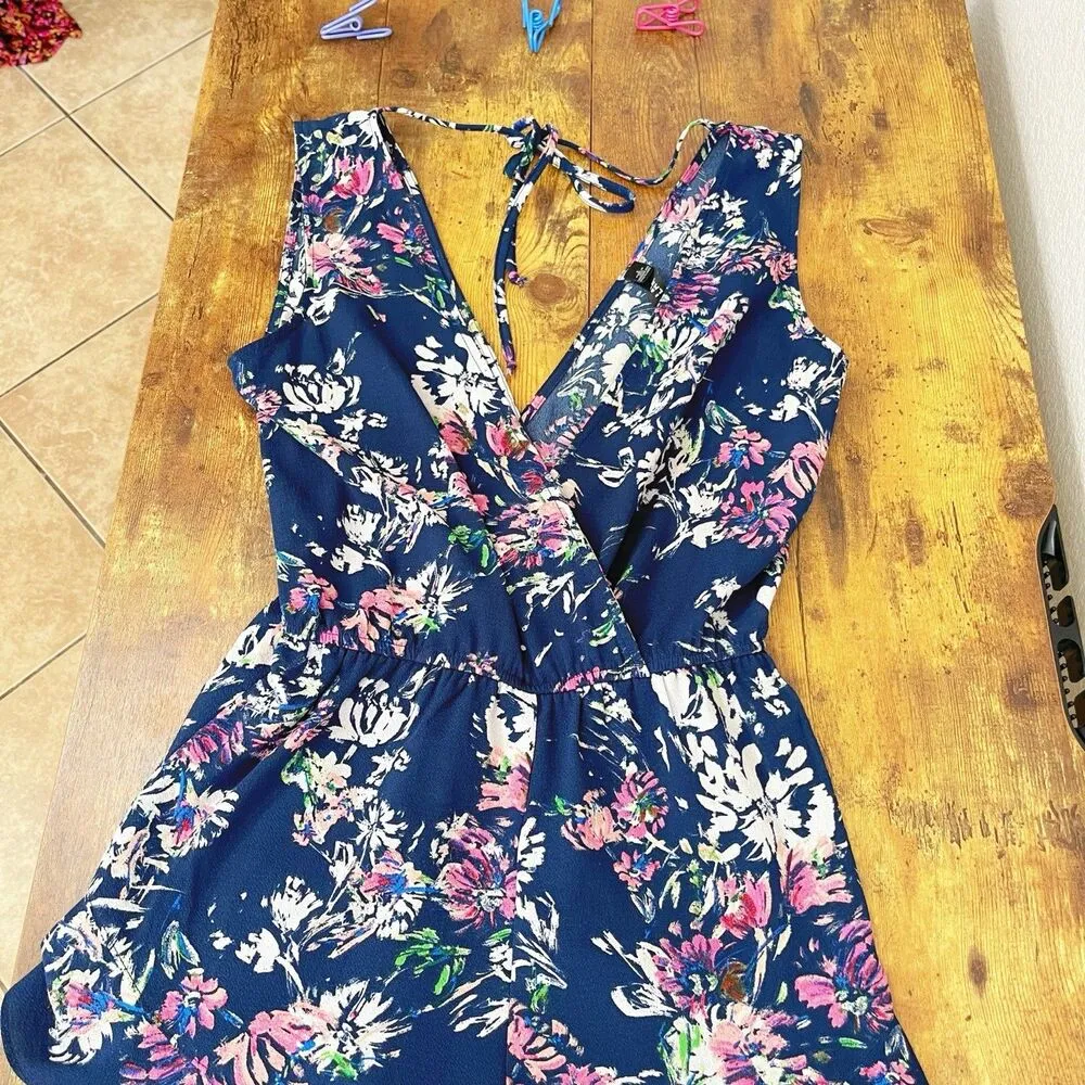 Design Lab Lord & Taylor Womens Romper Small Floral Vacation Beach Resort Boho - Image 7