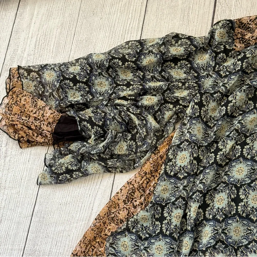 Free People Gabi Tunic Top size small black tan ruffles NEW - Image 2