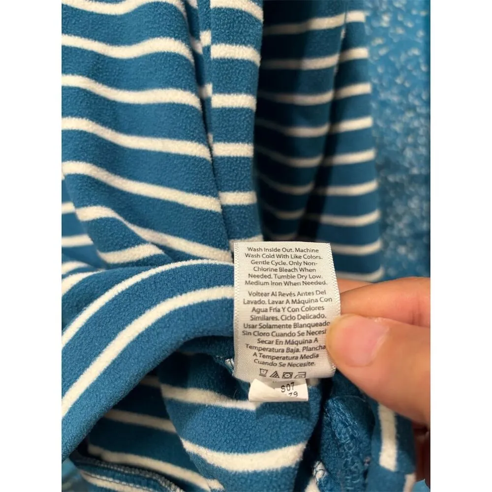 Time and Tru Women's Striped Cowl Neck Sweater Blue and White Size Large (12-14) - Image 5