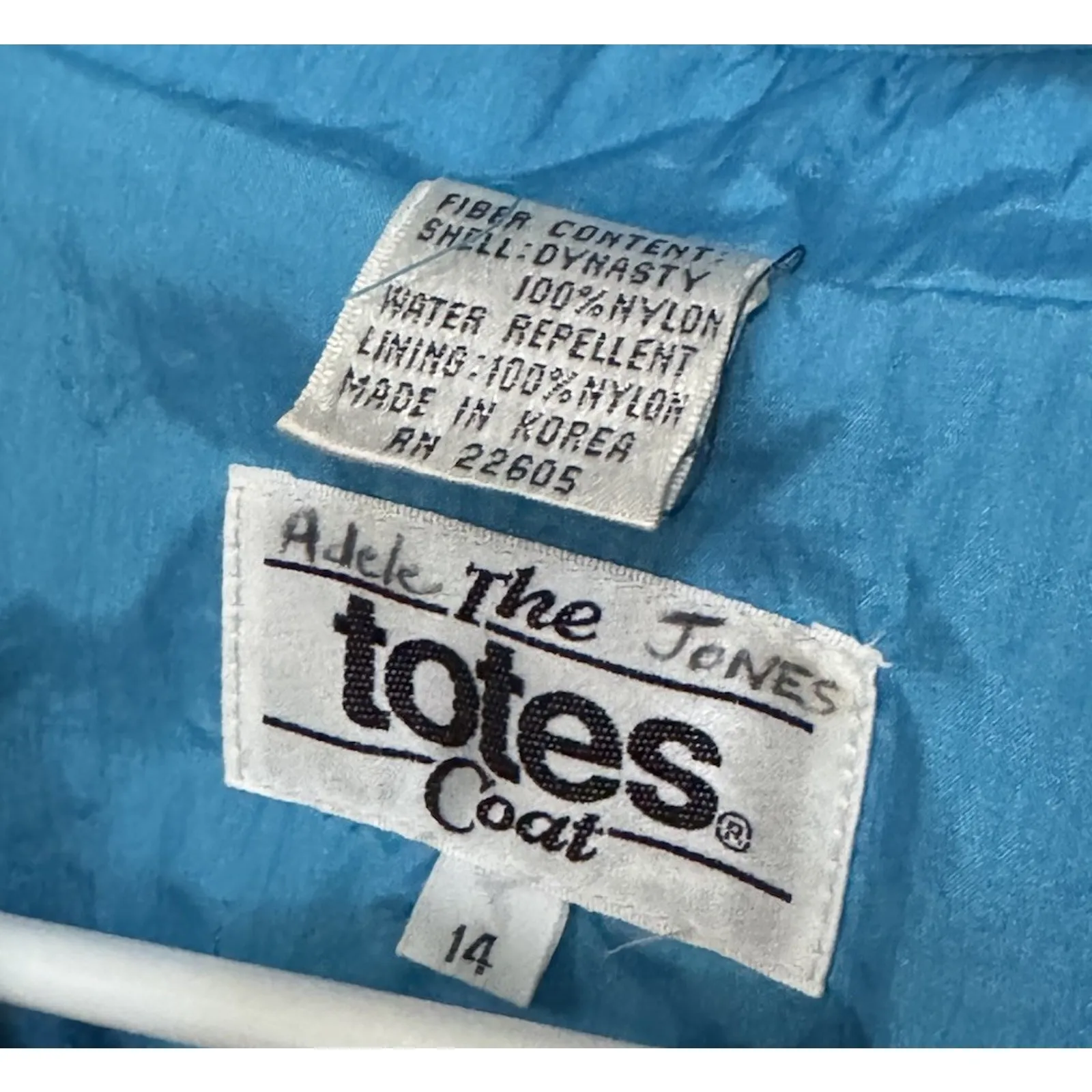 VTG Totes Rain Coat Jacket Trench 14 Belted Blue Light Nylon 1980's Flaw READ - Image 6