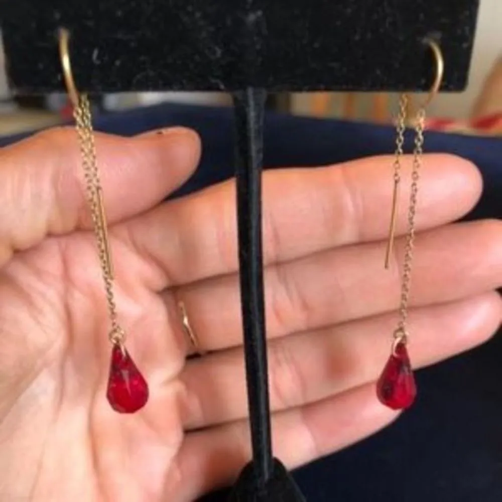 Swarovski Elements Crystal Sterling Silver Chain Threader Teardrop Earrings Silver - Image 5