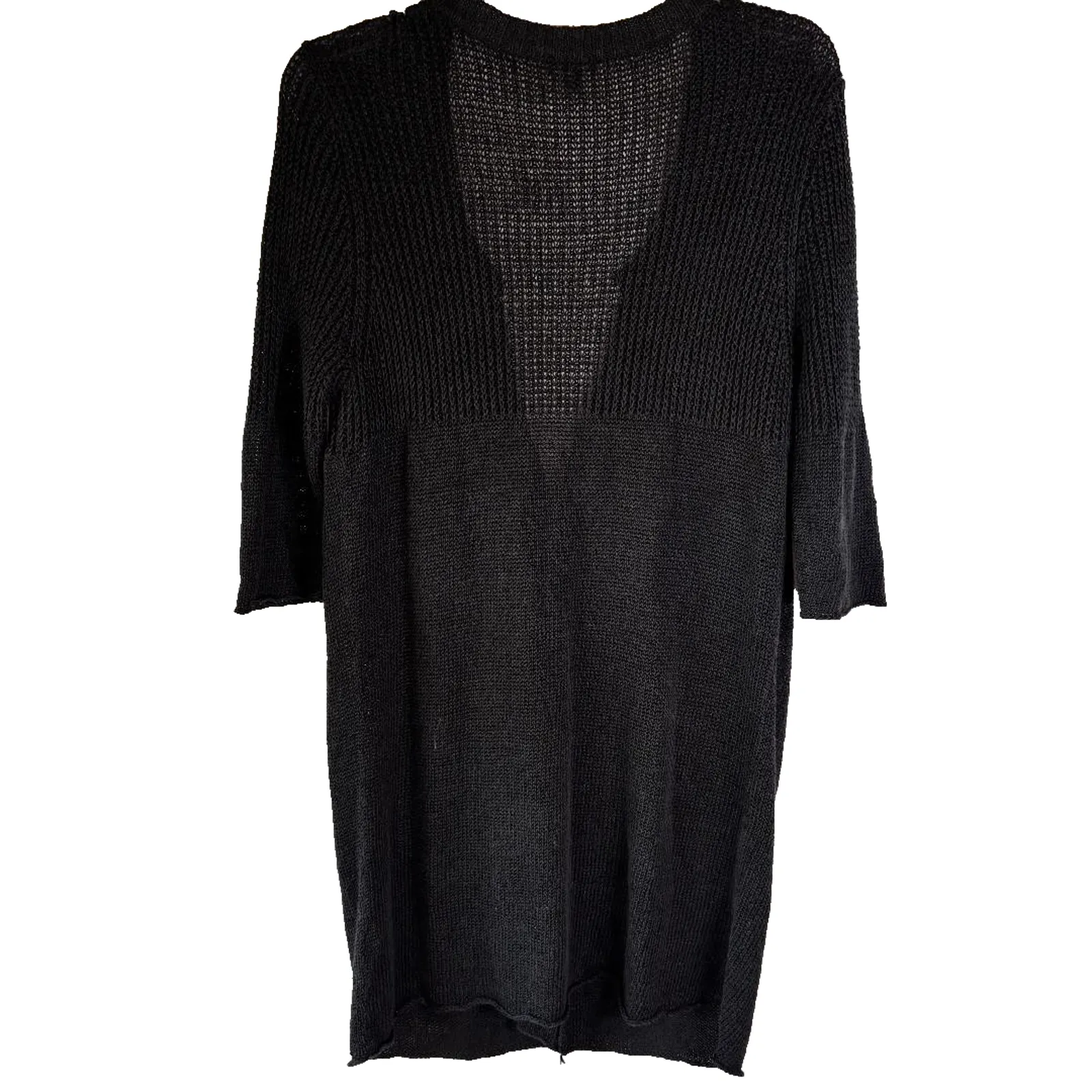 J Jill Sweater Cardigan Midi Black 55% Linen Women's Size M Boho Size M - Image 2