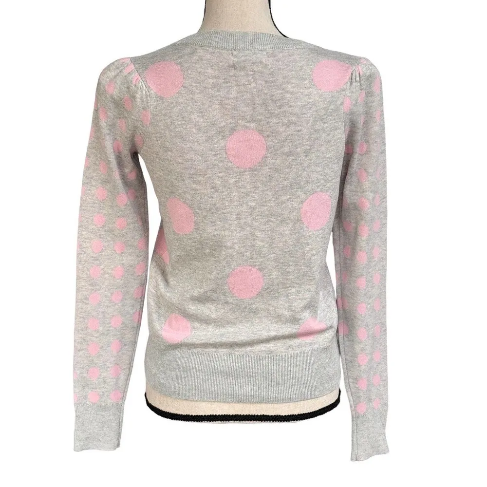 Charter Club X-Small Sweater Polka Dots Long Puff Sleeves Stretch Crew Neck New - Image 4