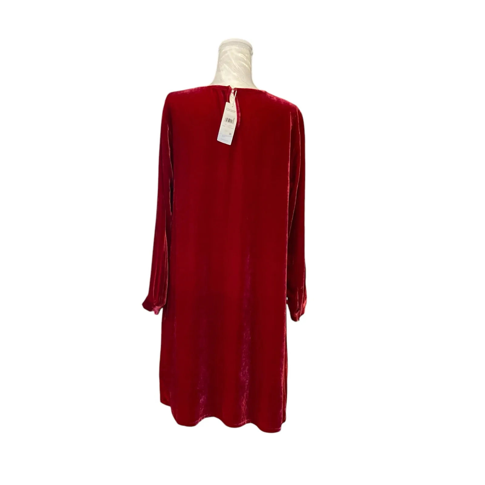 Eileen Fisher The System Ruby Red Silk Velvet Dress Womens Sz Small Knee Length - Image 3
