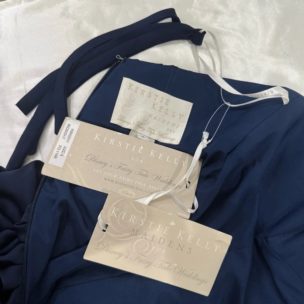 Disney Kirstie Kelly Ruched Mini Dress Satin Blue Strapless 6 Y2K Cocktail Chic - Image 9