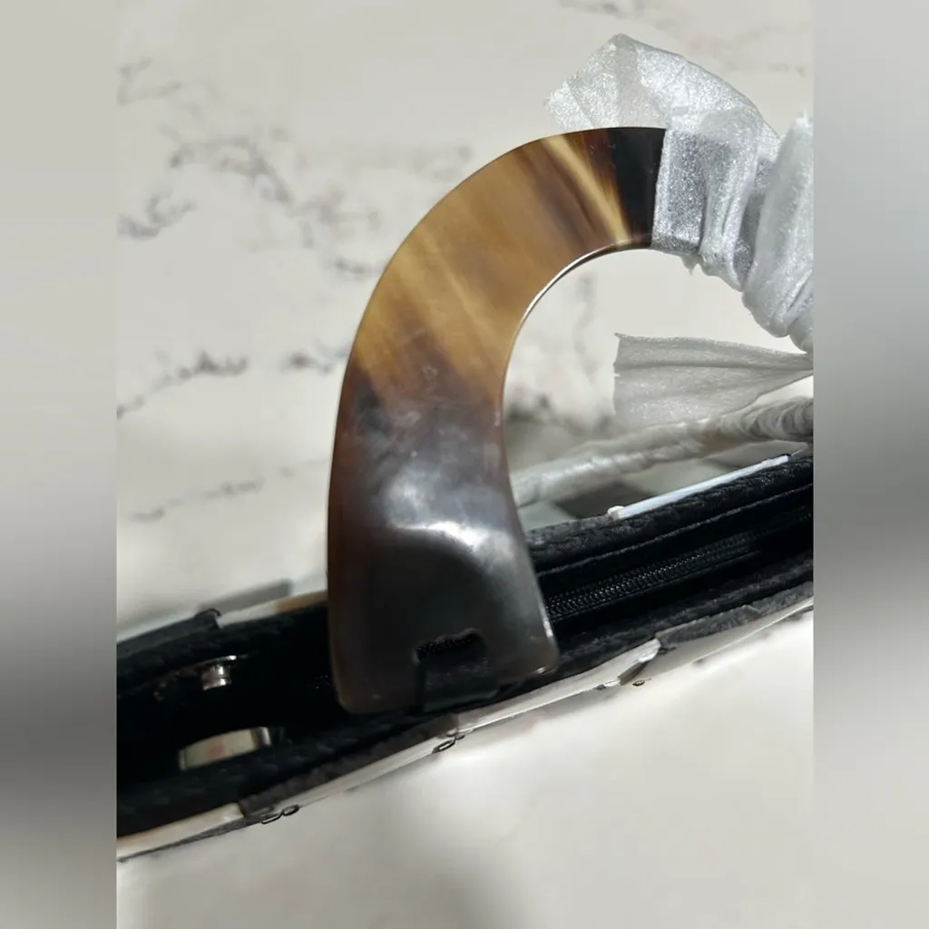 NEW Large Retro 70's Acrylic Checkerboard Clutch Purse 13” Brown - Image 5