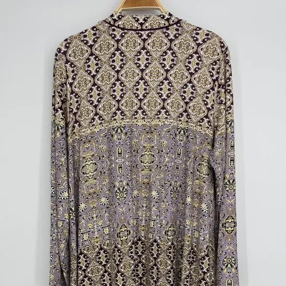 LOGO Lori Goldstein‎ Duster Cardigan XL Multicolor Boho Print Long Open Front - Image 7