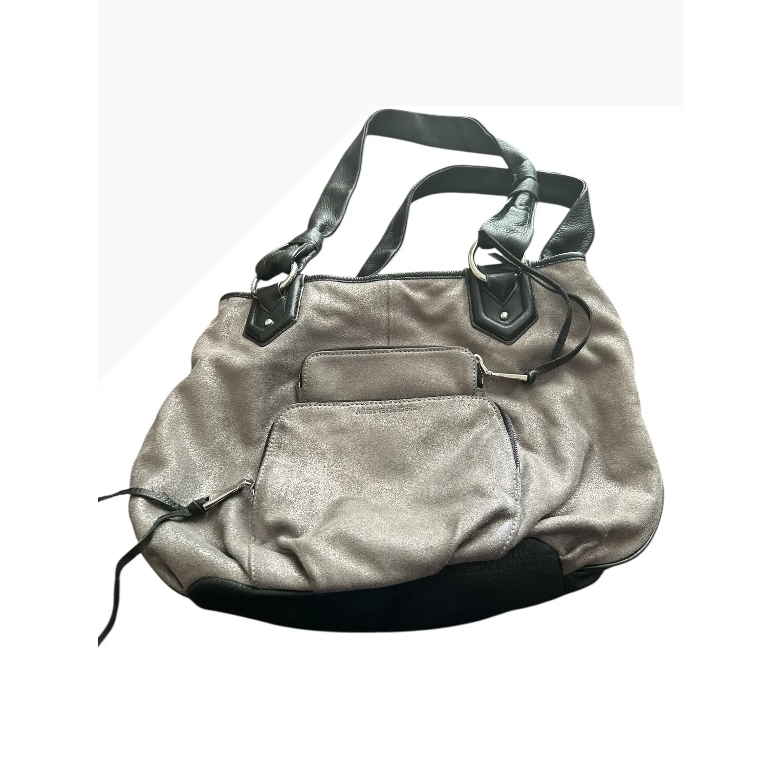 Aimee Kestenberg Gray Metallic Leather Hobo Shoulder Bag - Image 5