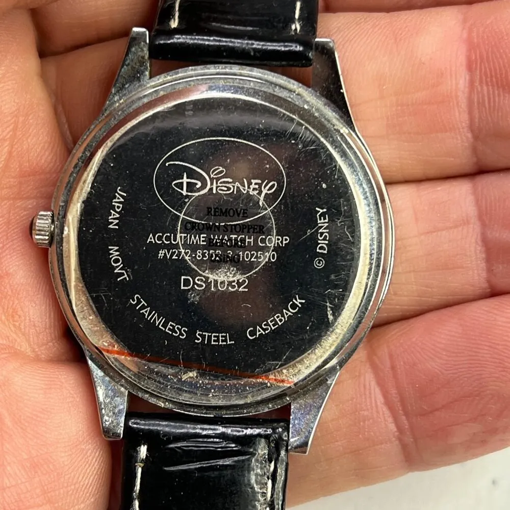 Disney Cinderella Watch Black Leather Band Stainless Steel Case Quartz - Image 6