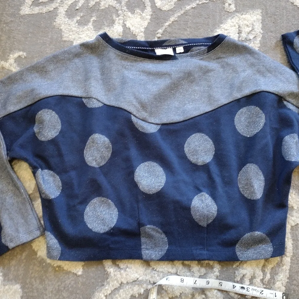 Anthropologie Postmark polka dot long sleeve cropped sweater - Image 3