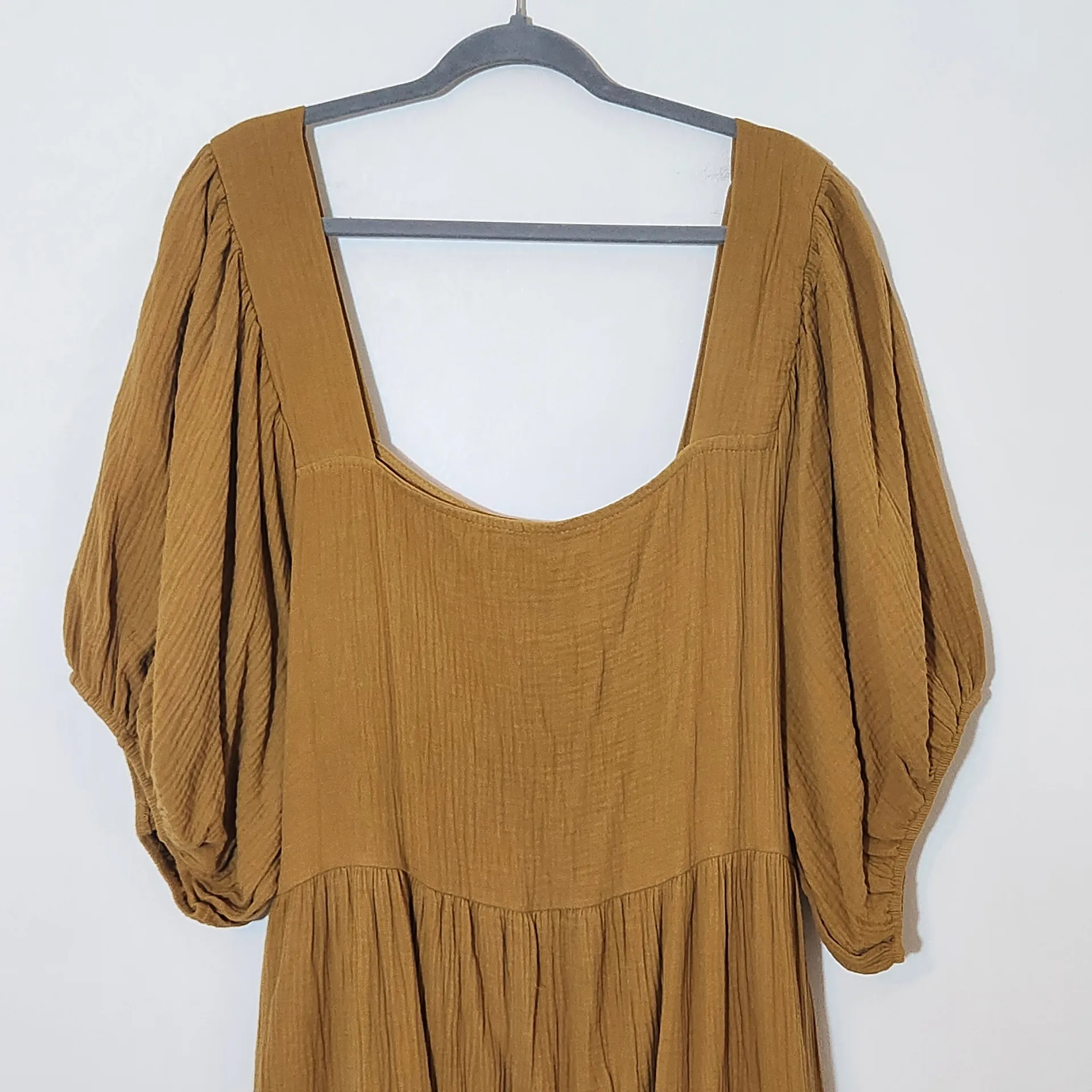 Ashley Stewart Gold Cotton Gauze Dress NWT Size 26/28 - Image 3