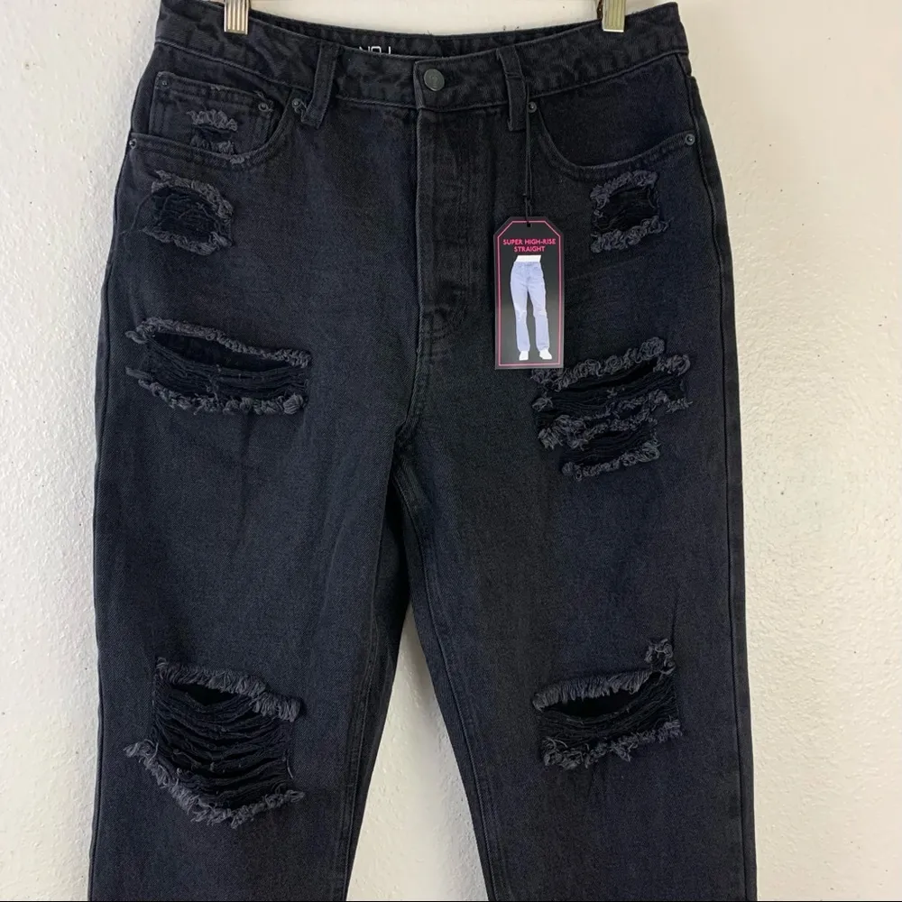 NOBO high rise waist straight relaxed fit distressed jeans junior’s Size 11 - Image 2