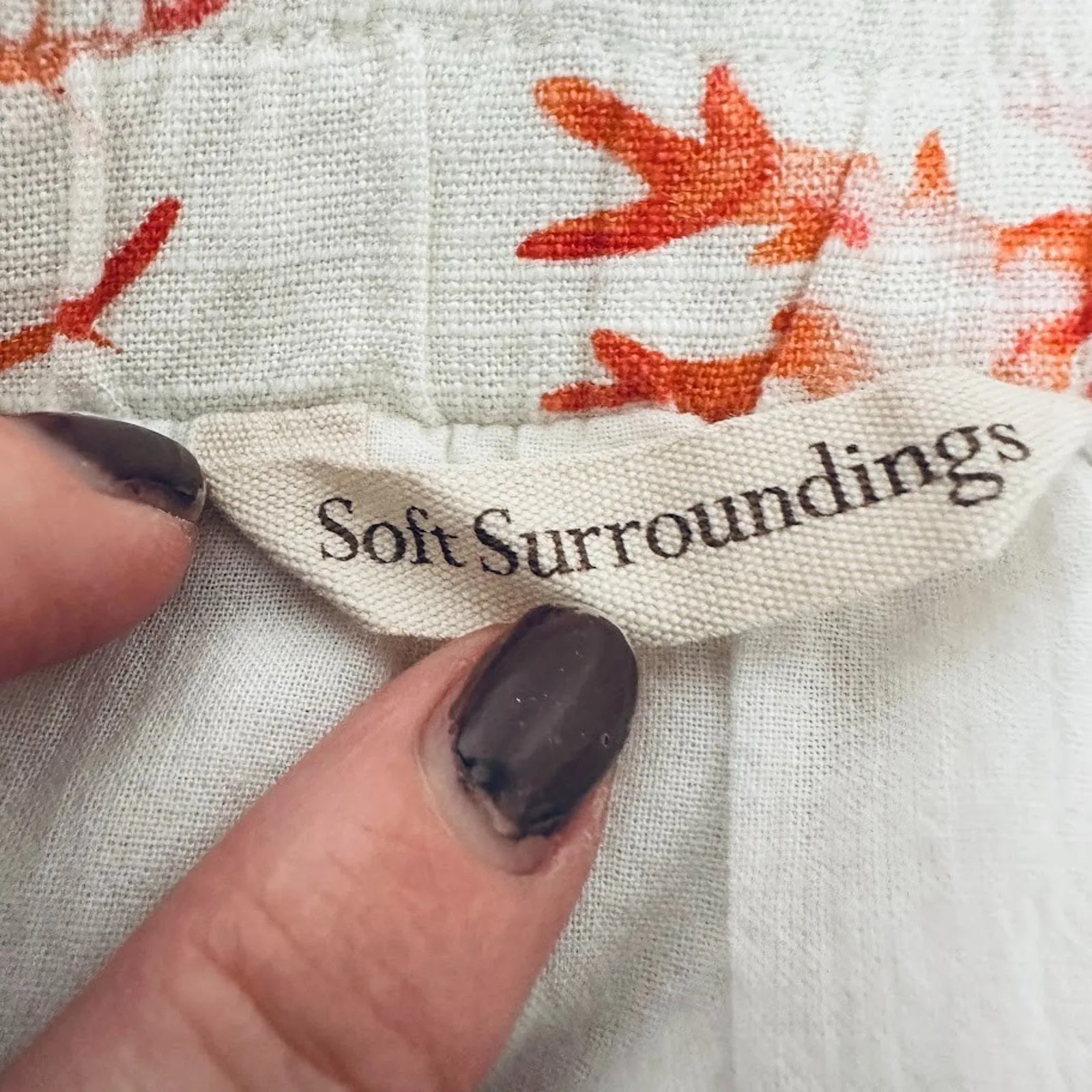 Soft Surroundings White Coral Beach Print Linen Blend Maxi Skirt Size Medium - Image 5