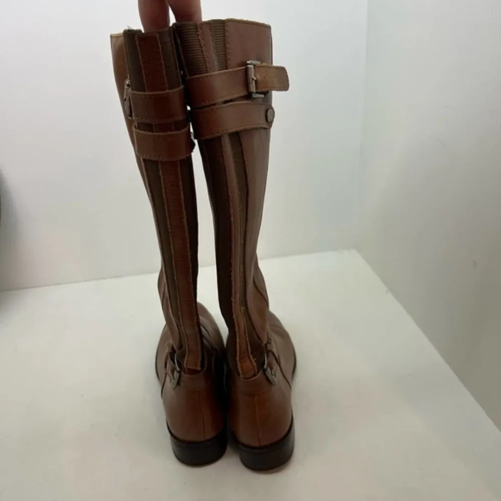 Matisse leather saddle brown bono riding boot side zip buckle accent size 6.5 - Image 7