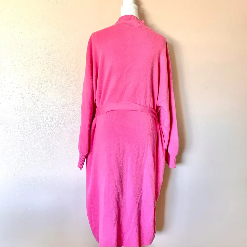 DM Fashion Pink Long Sleeve Ribbed Sweater Dress Size XL - Image 7