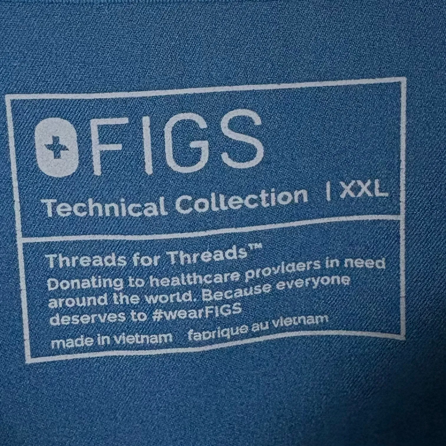 Figs Catarina One-Pocket Scrub Top Blue V-Neck Darted Back Short Sleeve Size XXL - Image 3