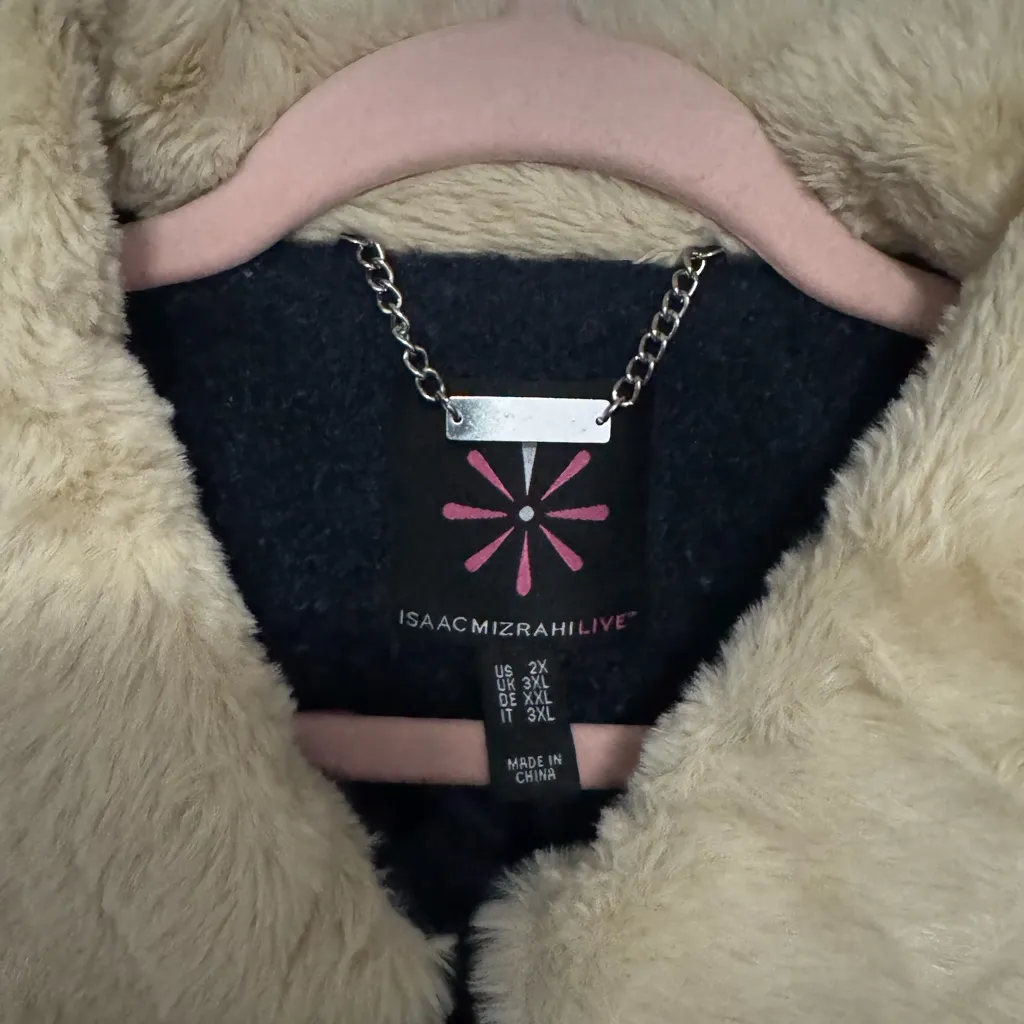 Isaac Mizrahi Live Boucle Coat with Faux Fur Collar Navy Blue - Image 3