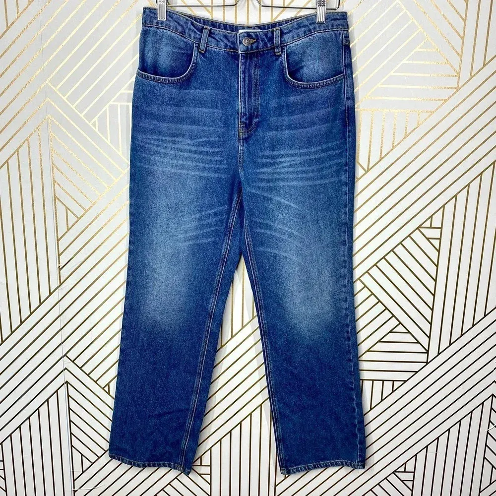 ALC A.L.C. Malone Jeans Pant Cropped High Waist‎ Denim Medium Wash Blue Size 10 - Image 3