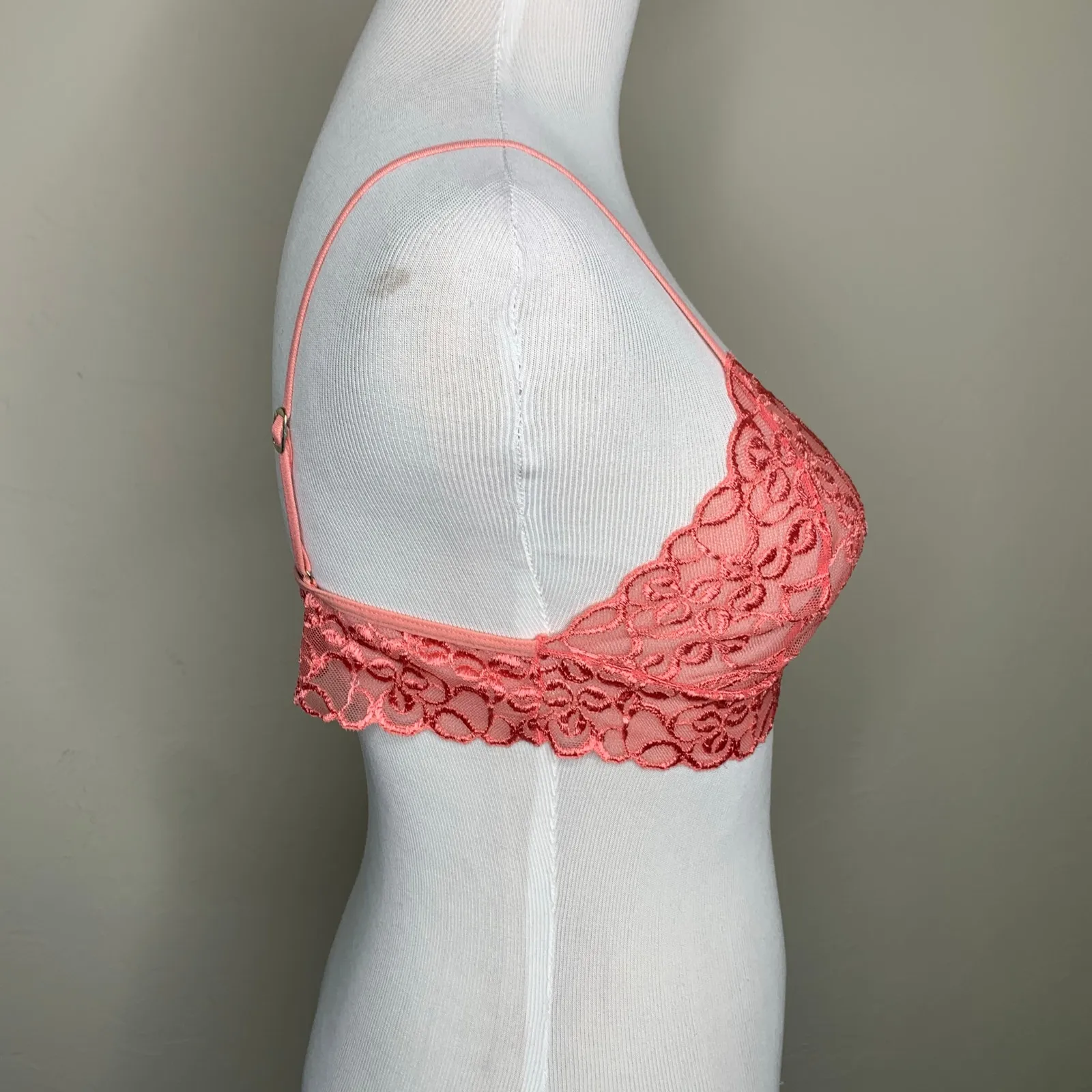 NWT Coral Sheer Mesh Stretch Bralette Sz Large Orange - Image 4