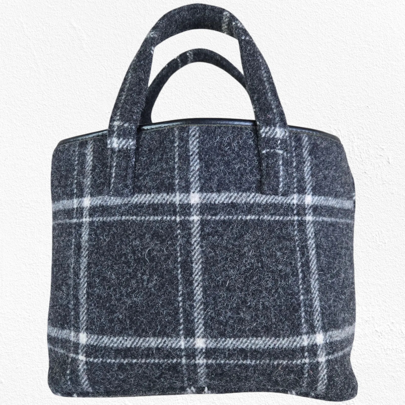 Pendleton Black Wool Plaid Mini Tote Structured Handbag Zipper Top Mini Purse - Image 12