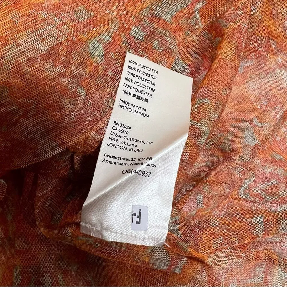 Free People Penelope Printed Smocked Peplum Top Orange Size L - Image 7