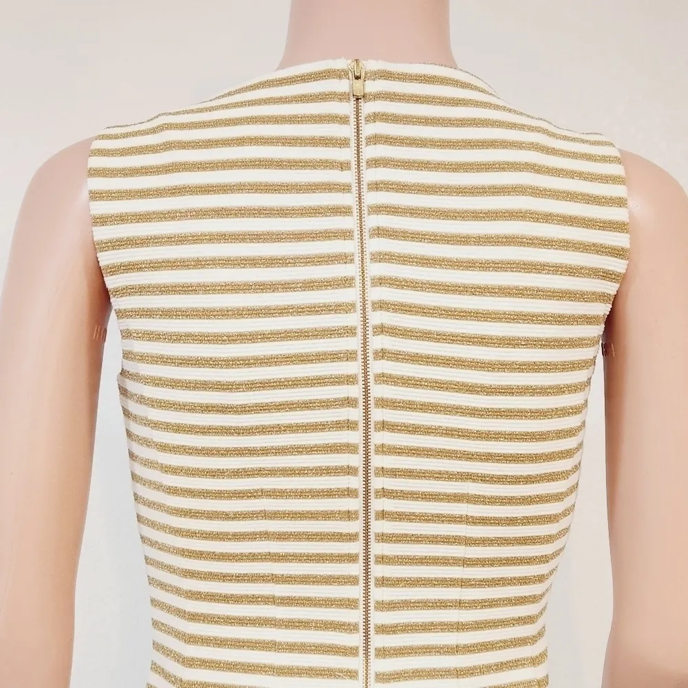 Lilly Pulitzer Brielle Gold Cameo White Ottoman Stripe Fit Flare Dress Size: XS - Image 11