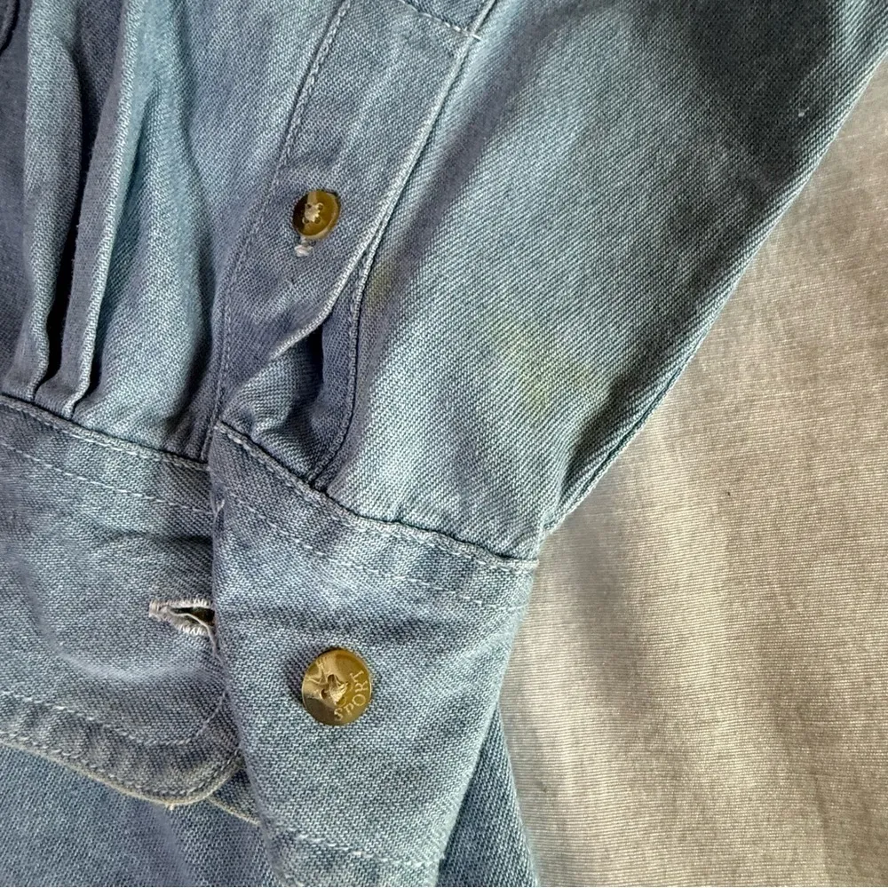 Allsport Denim Jean Shirt Size Large Longsleeve Women Snowman Applique Teacher Blue - Image 2