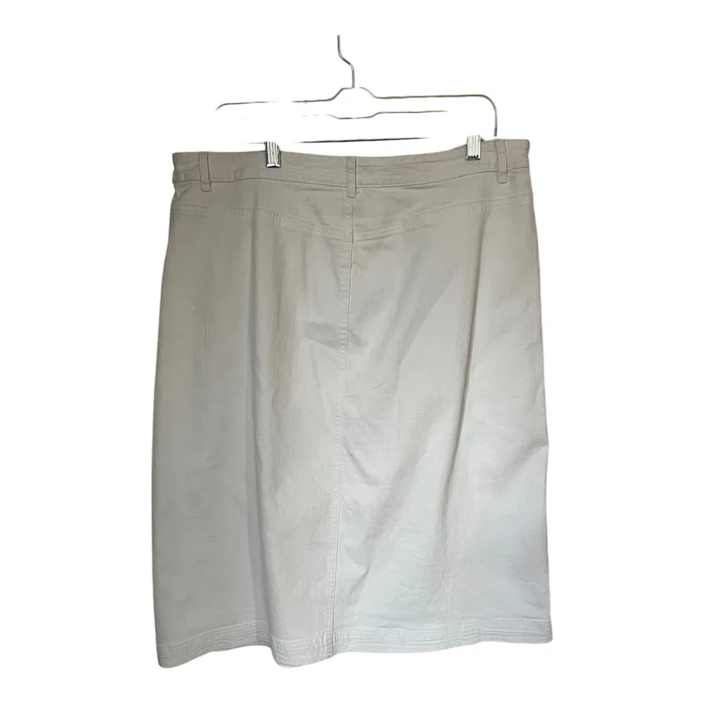 White Denim Midi Skirt Size 14 100% Cotton Prairiecore - Image 3