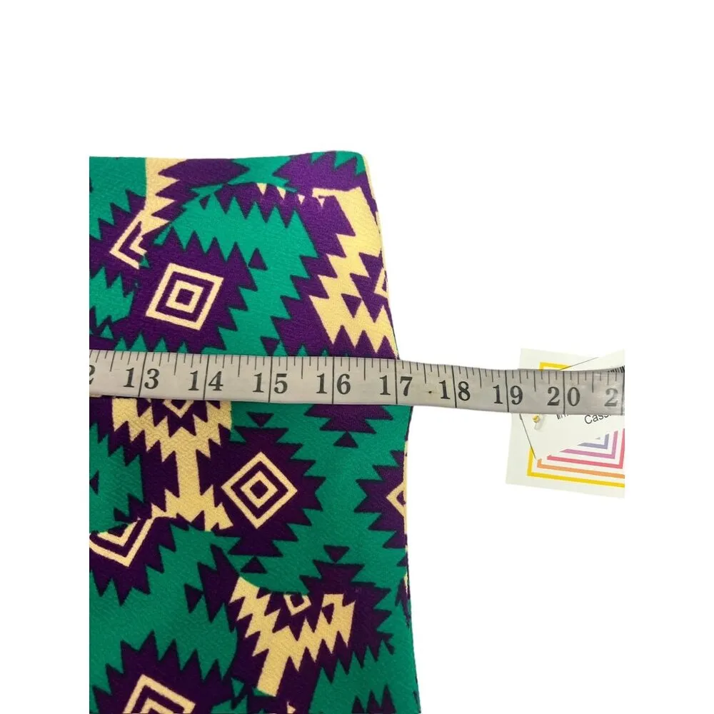 LuLaRoe Cassie Women's Textile  Green, Yellow, & Purple Skirt - Image 6