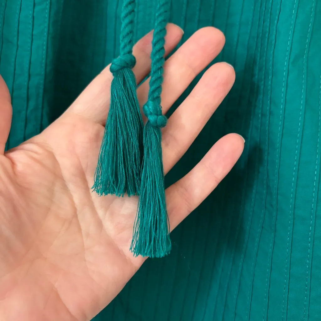 ULLA JOHNSON Concetta Blouse Verdigris Green Peasant Blouse Puff Sleeve Size 10 - Image 8