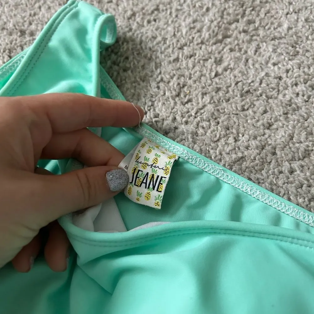 Kortni Jeane bikini solid aqua blue Swim Bottom / top one shoulder‎ size small - Image 6