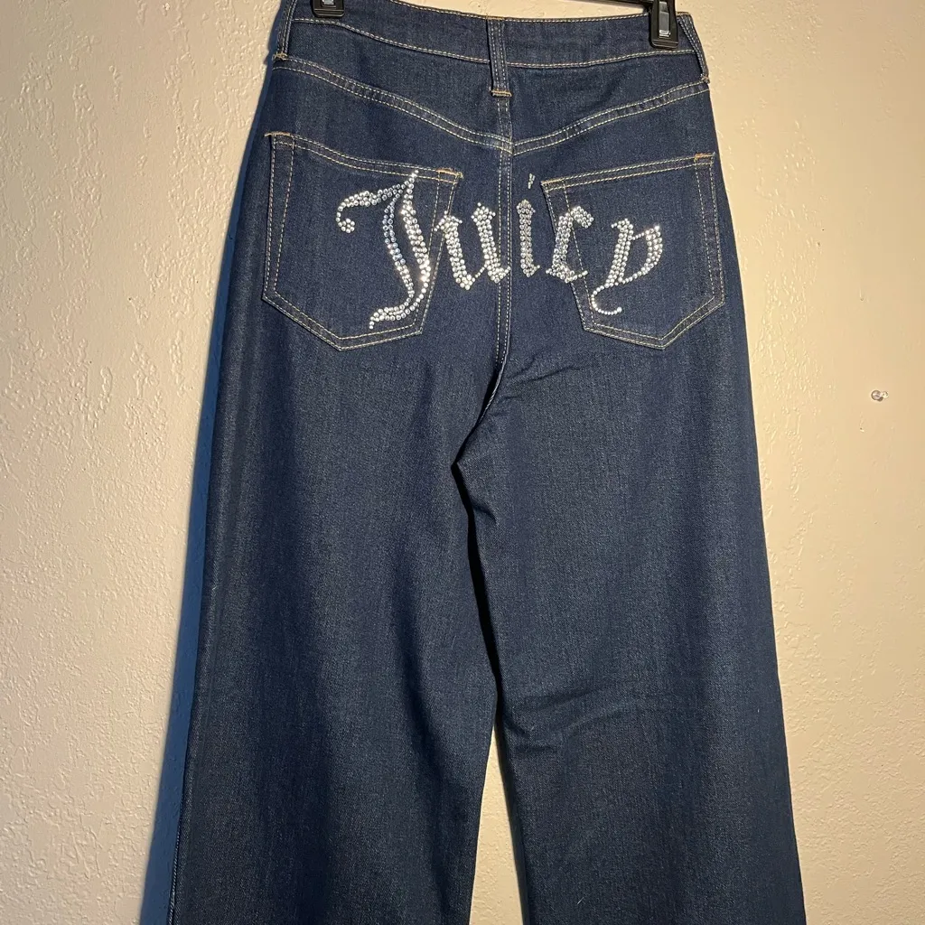 Juicy Couture Blue Wide Leg Jeans NWT Stone Rinse SZ 7/28 Lunita Y2K Pants - Image 10