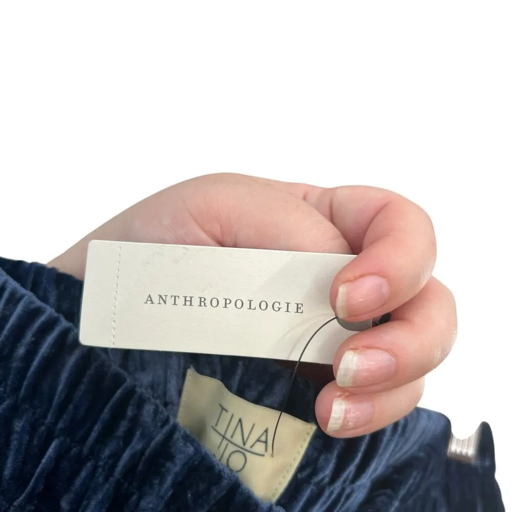 Anthropologie Tina + Jo Josephine Trousers‎ Velvet Tapered Crop Blue Size Medium - Image 12