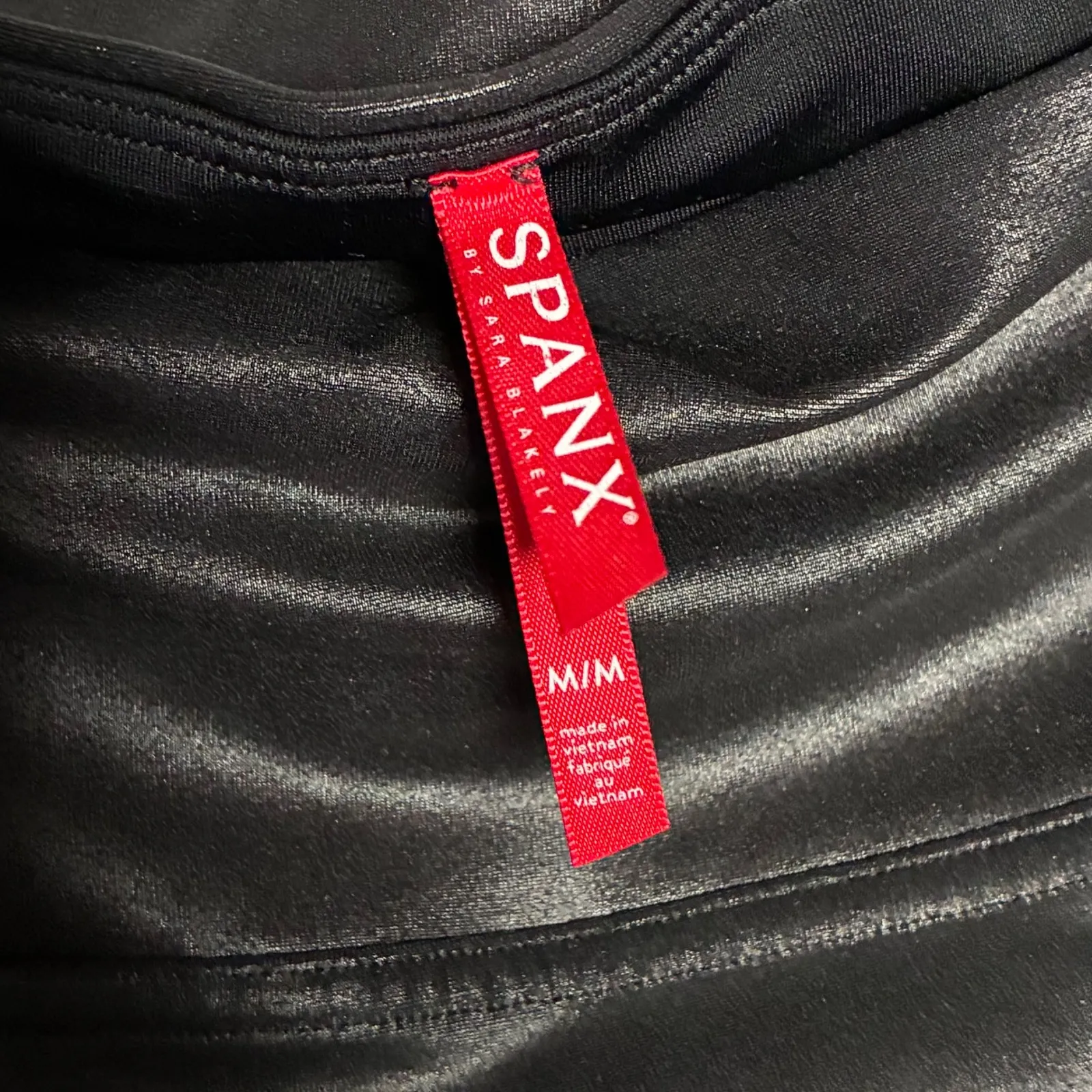 SPANX Faux Leather Shine High Waisted Leggings Women's M Black - Image 6