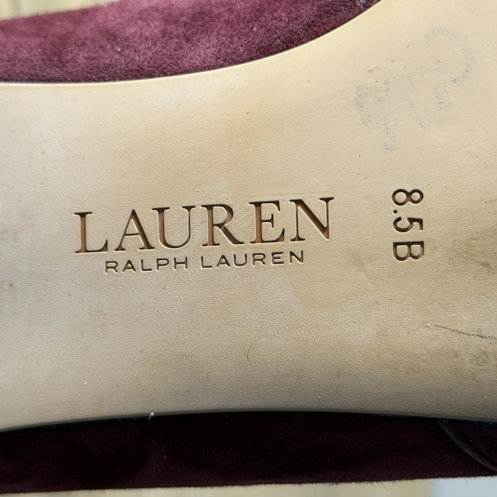 Lauren Ralph Lauren Allayana Burgundy Laser Cut Pointed Toe Ballet Flat Size 8.5 - Image 10