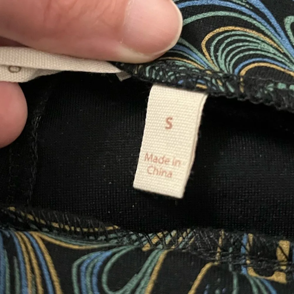 Soft Surroundings Marble Print Peacock Black Ponte Pull On Pants Size Small - Image 9