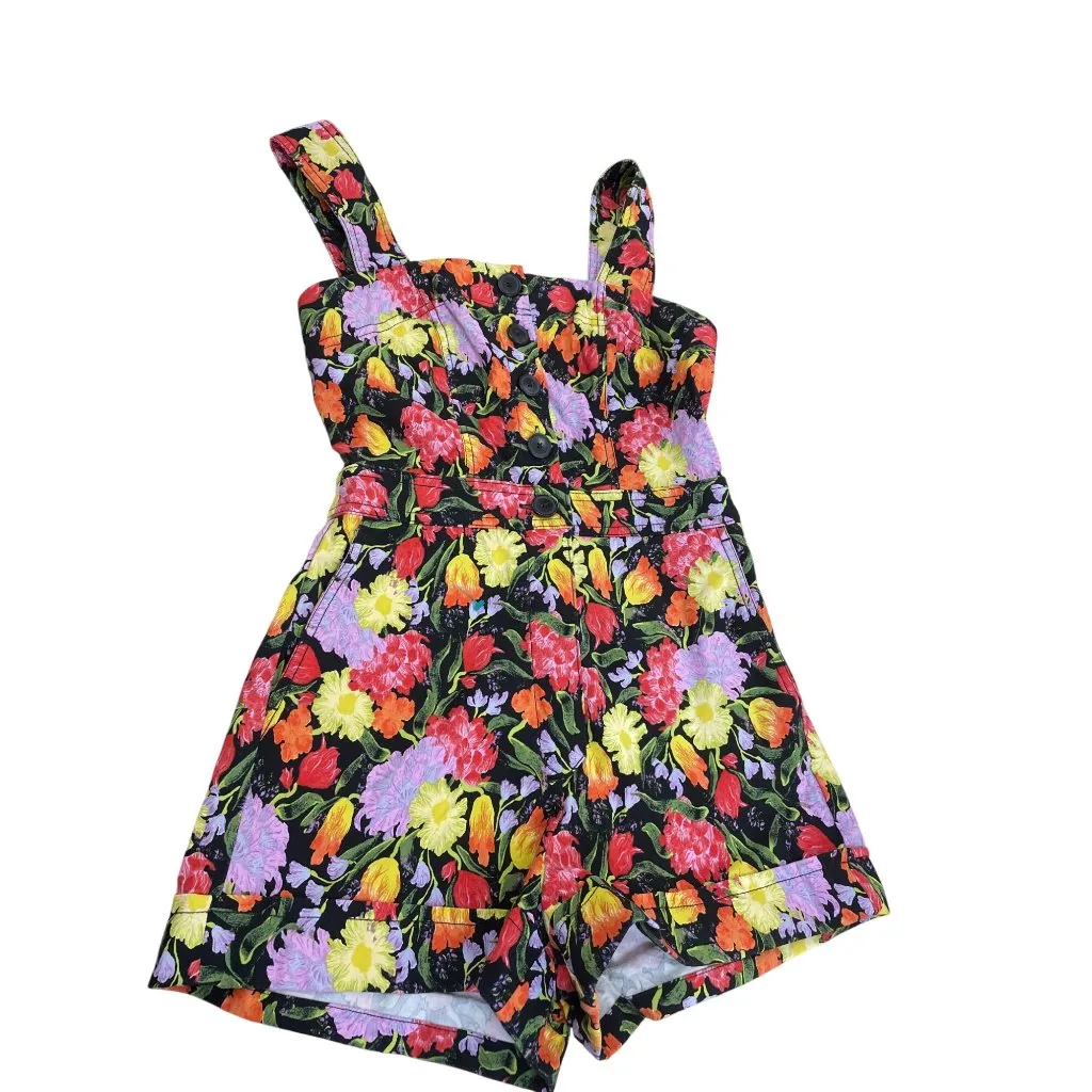 Maeve Anthropologie Noritake womans floral Overalls Shorts Size 0 SKU 8448 - Image 4