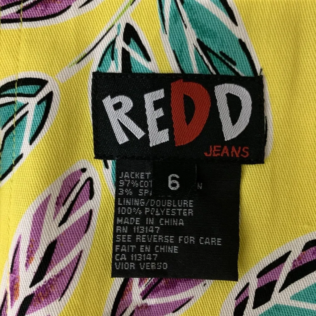 Redd Jeans Yellow Aloha Jacket Womens 6 Vintage Tropical Zip Up Hawaiian Boho - Image 6