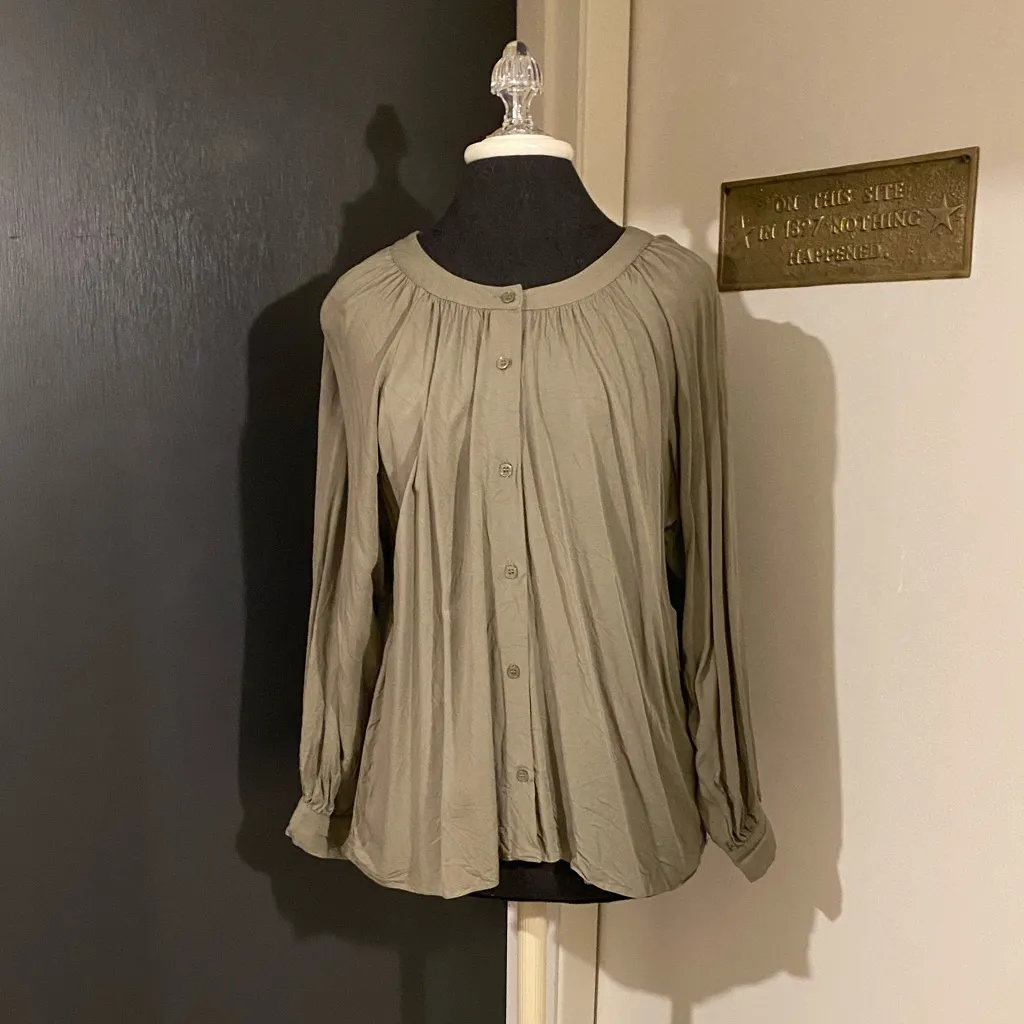 💜 ASOS Olive Green Button Front Blouse with Matching Tie Belt - Image 4