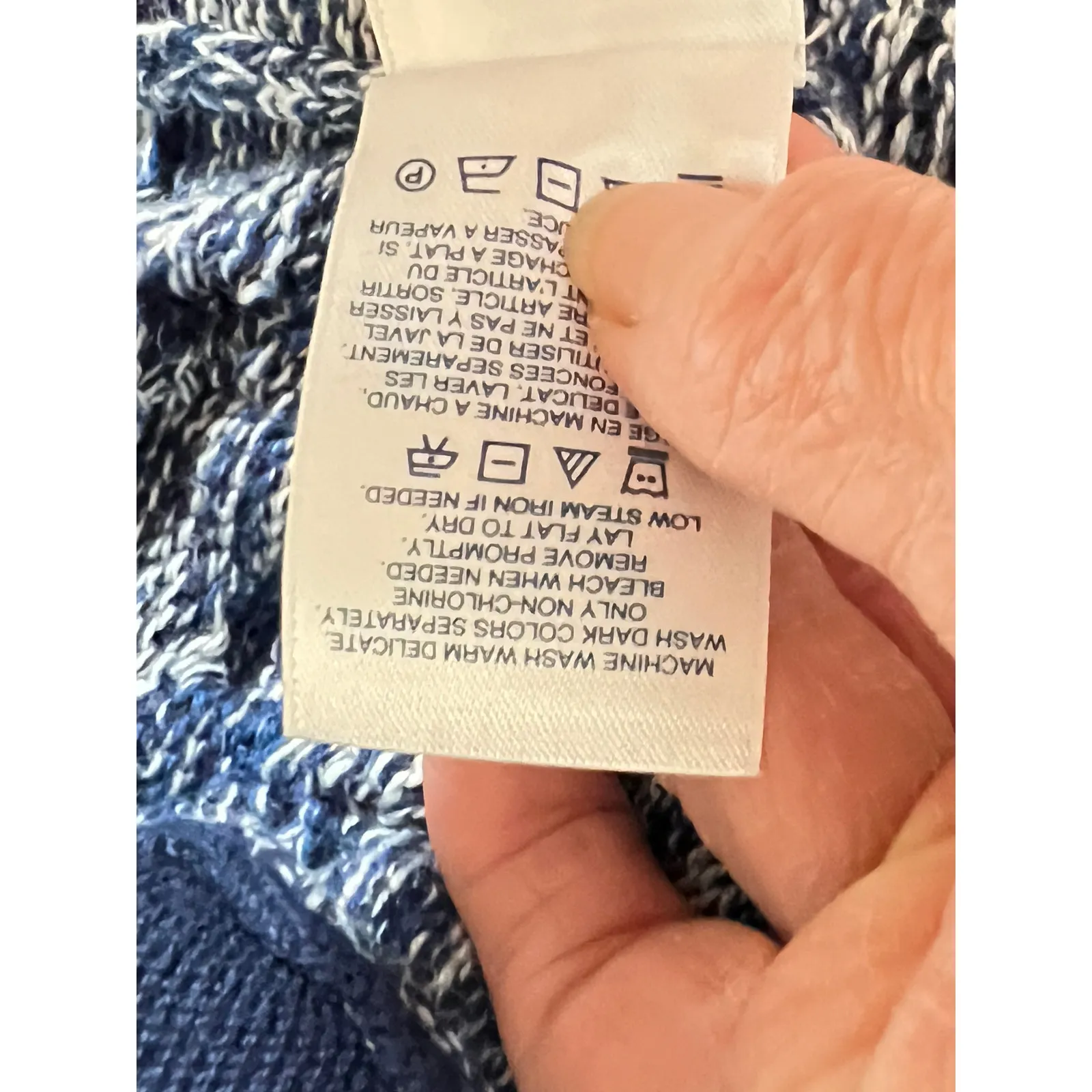 Lands End Drifter cardigan 2X blue chunky cable knit 100% cotton zip - Image 8