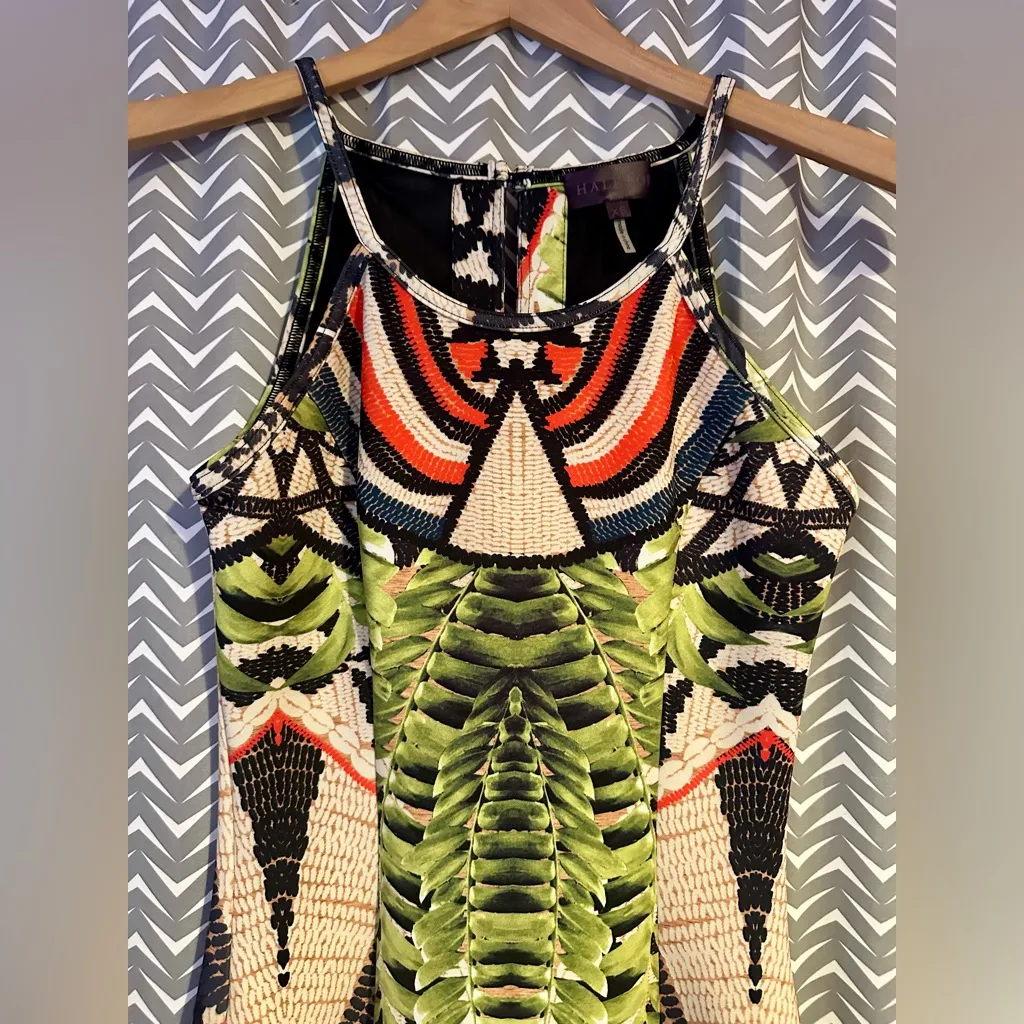 NWOT Hale Bob | Halter Bodycon Dress, Botanical/tribal print, XS - Image 2