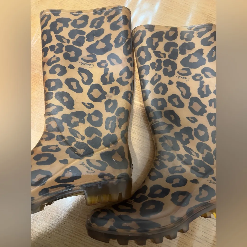 Coach  Leopard Print Rubber Rain Boots Size 7 - Image 6